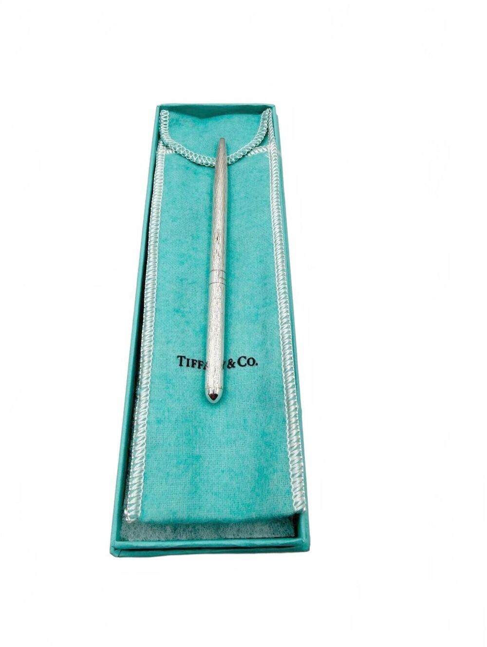Tiffany & Co Sterling Silver Basketweave Twist Purse Pen New In Box 4.5"